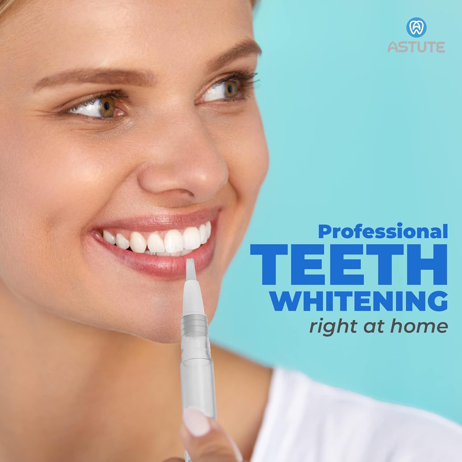 Astute Teeth Whitening Pen - Instant Tooth Whitener - No Sensitivity - Remove Plaque  Stains for Bright White Teeth