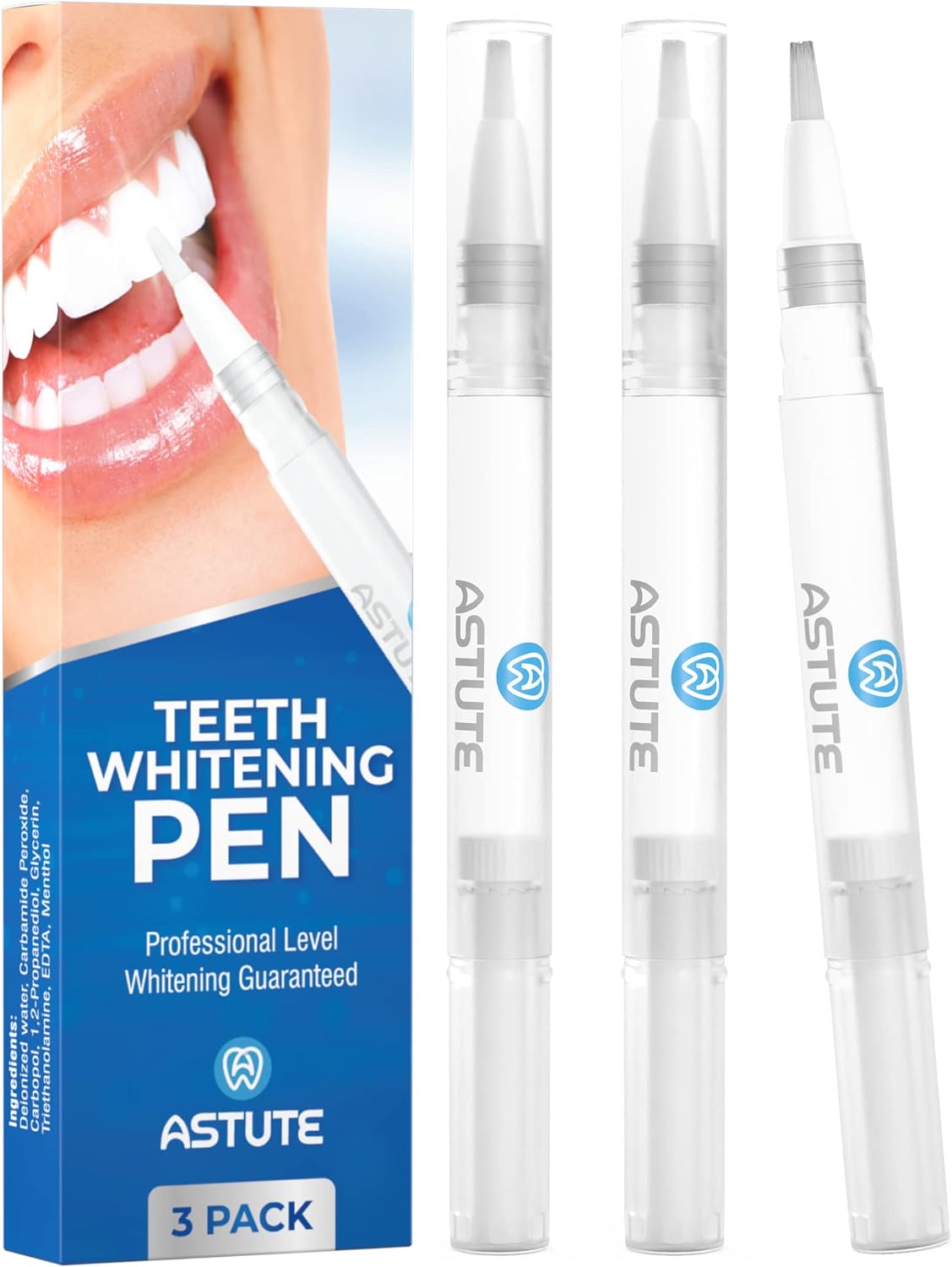 Astute Teeth Whitening Pen - Instant Tooth Whitener - No Sensitivity - Remove Plaque  Stains for Bright White Teeth