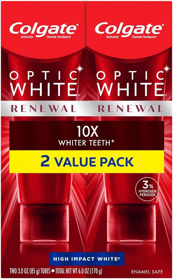 Colgate Optic White ComfortFit Teeth Whitening Kit with LED Light and Whitening Pen, LED Teeth Whitening Kit, Enamel Safe  Optic White Renewal Teeth Whitening Toothpaste with Fluoride,3 Ounce