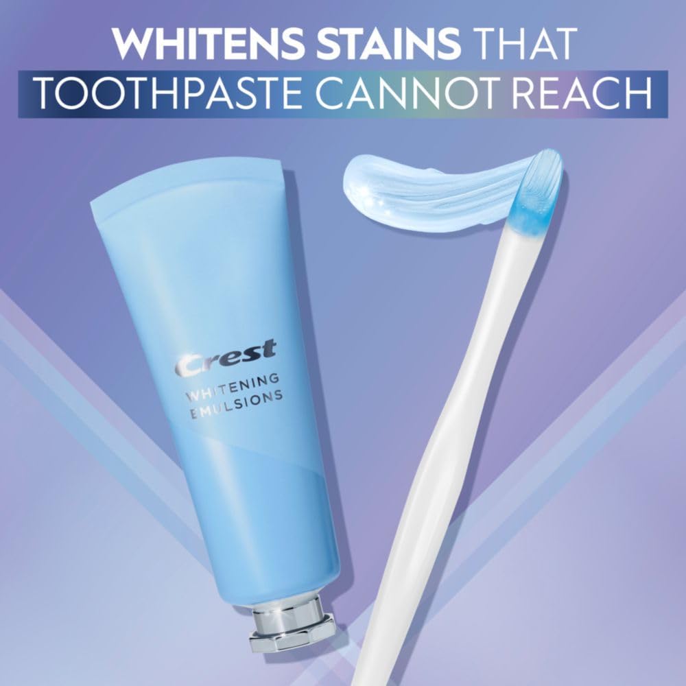 Crest Whitening Emulsions Leave-On Teeth Whitening Gel Kit + Overnight Freshness with Wand Applicator and Stand, Apply  Sleep, 0.88 Oz