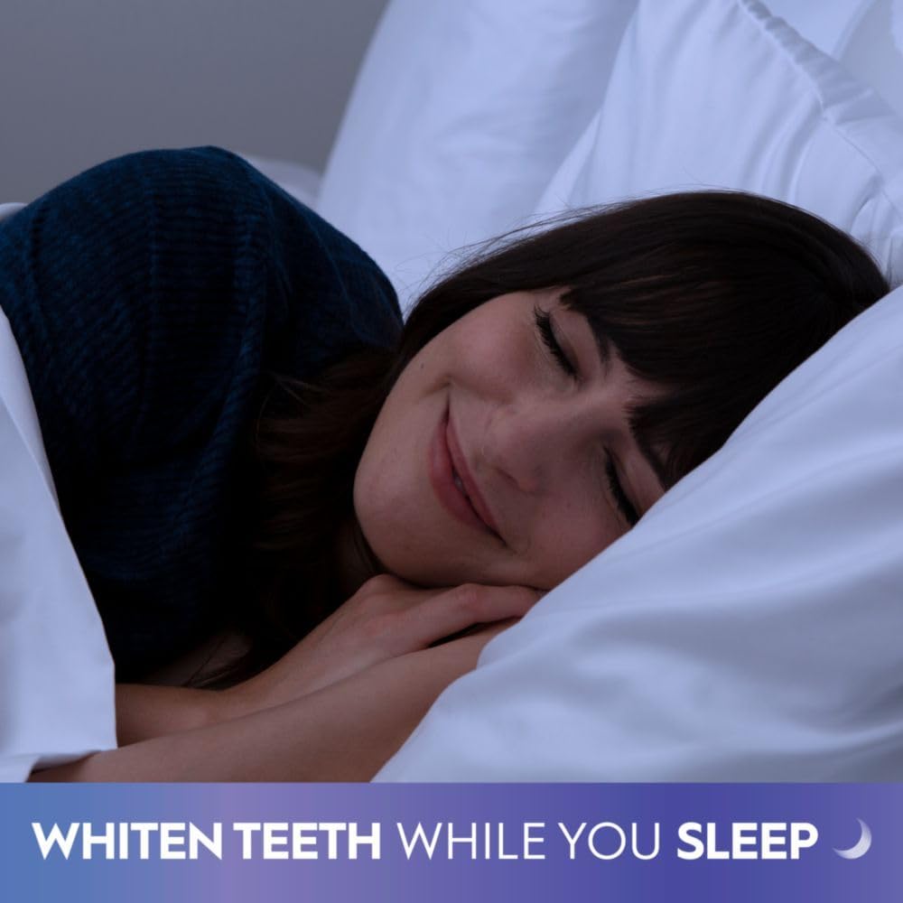 Crest Whitening Emulsions Leave-On Teeth Whitening Gel Kit + Overnight Freshness with Wand Applicator and Stand, Apply  Sleep, 0.88 Oz