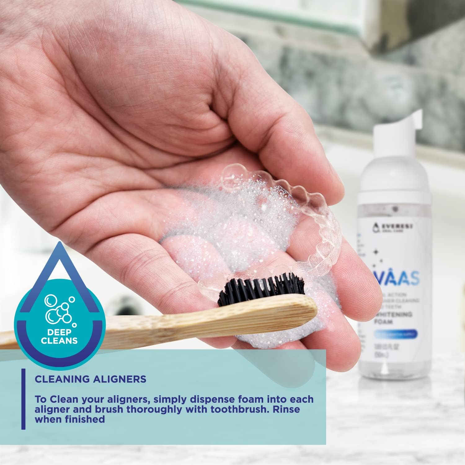 Dual-Action Invisalign Retainer Cleaner  Teeth Whitening Foam - 4 fl oz (Pack of 1) (1.69 oz.)