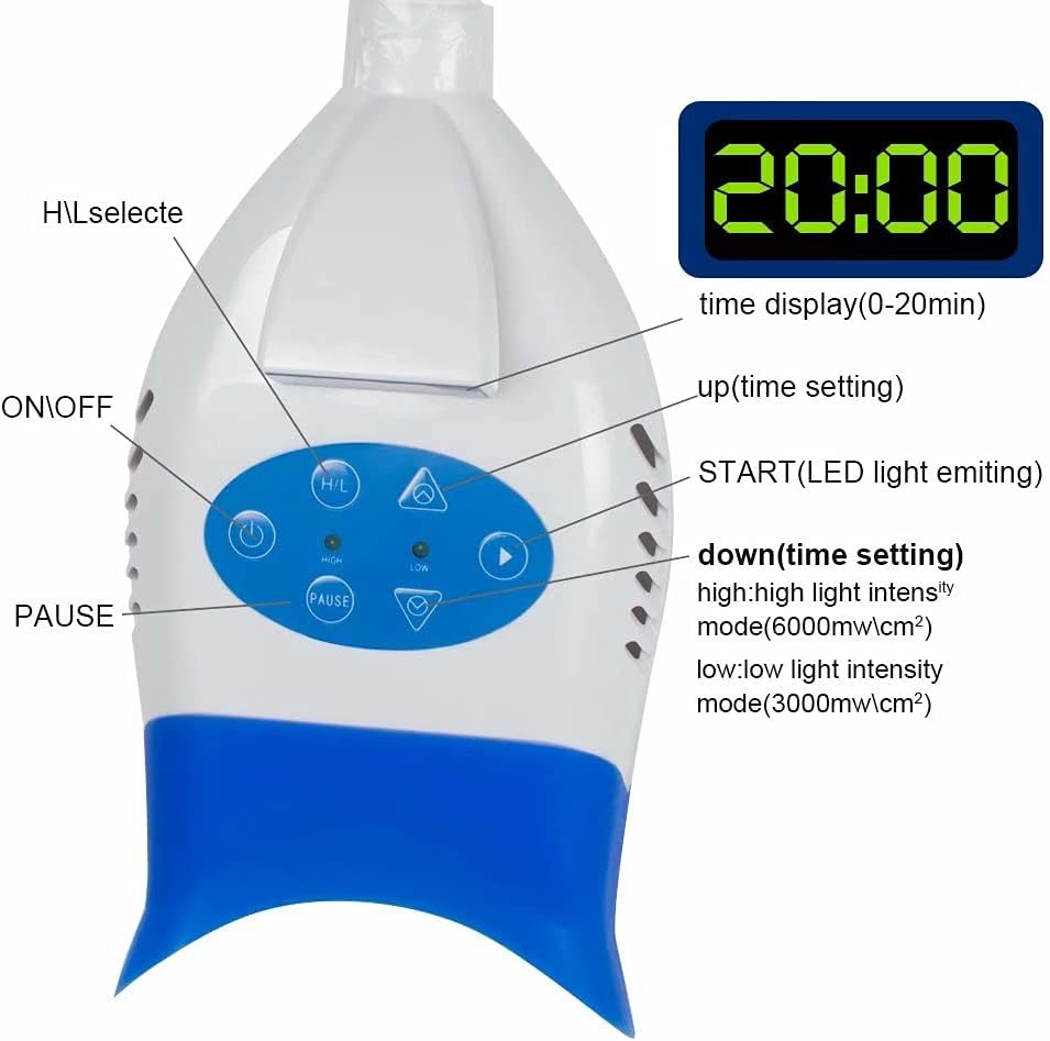 Enshey LED Teeth Whitening Light Dental Mobile Cold LED Light Lamp Bleaching Accelerator Holding on Table LED Teeth Whitening Machine, Ship from USA, 2-4 Days Delivery