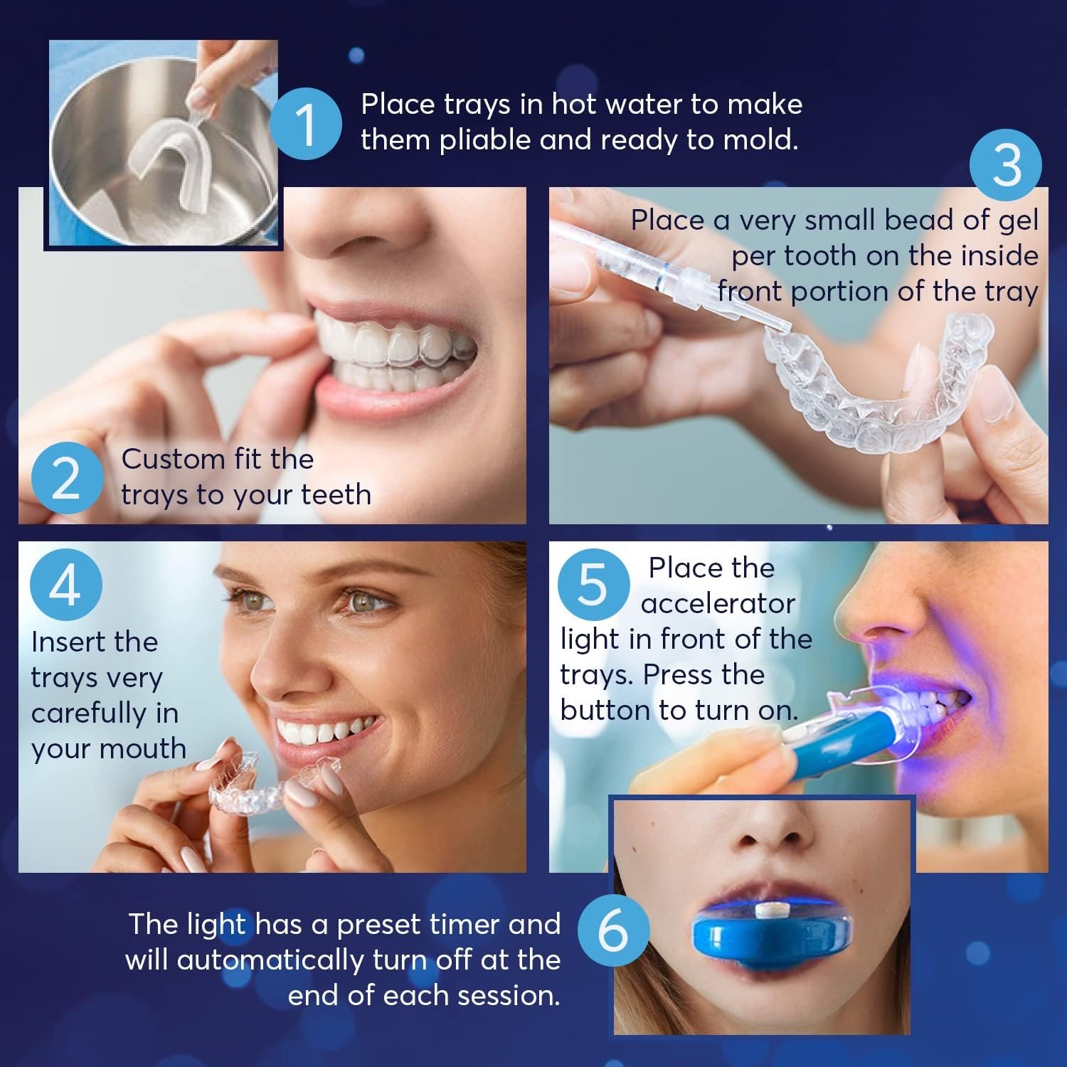 MagicBrite Complete Teeth Whitening Kit at Home Whitener - LED Light, 35% Carbamide Peroxide, 2 Mouth Trays, (3) 3ml Gel Syringes, Painless Effective