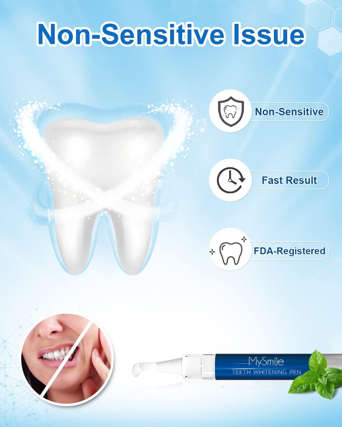 MySmile Teeth Whitening Pen Kit with Remineralization Gel 2Pcs Non-Sensitive Teeth Whitening Gel Pen Teeth Desensitizing Gel for Reduce Teeth Sensitivity After Teeth Whitening Strengthen Tooth Enamel