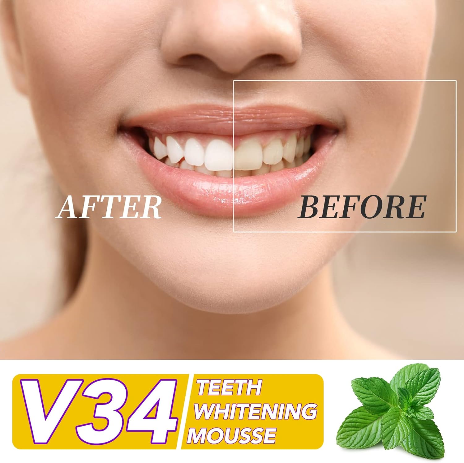 Purple Toothpaste for Teeth Whitening, v34 Color Corrector Toothpaste, Purple Toothpaste Whitening, Colour Correcting Tooth Stains Fit for Sensitive Teeth Leaving Teeth Bright for the Whole Day (60ml)