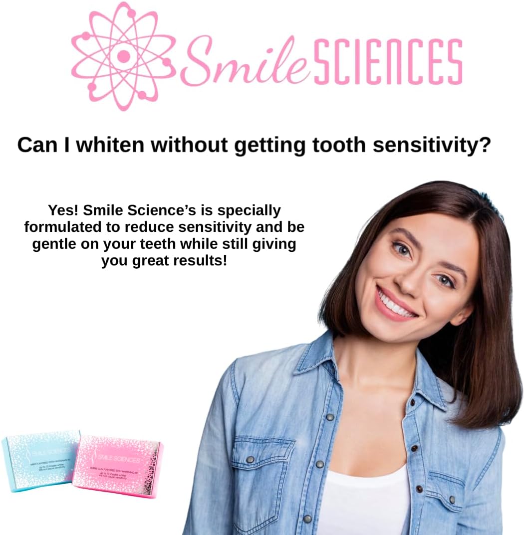 Smile Sciences Teeth Whitening Kit for Whiter and Brighter Smile with 5X LED Light Tooth Whitener,Gel Syringes, Mouth Trays and Teeth whitening Pen (Peppermint Kit)