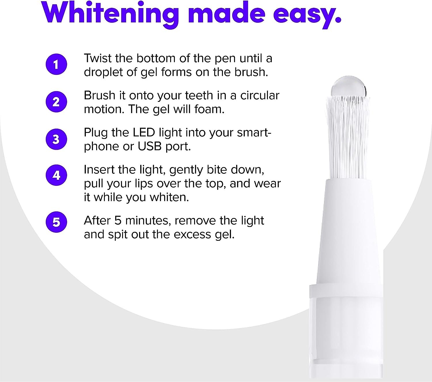 SmileDirectClub Teeth Whitening Kit with LED Light - 4 Pack Gel Pens - Professional Strength Hydrogen Peroxide