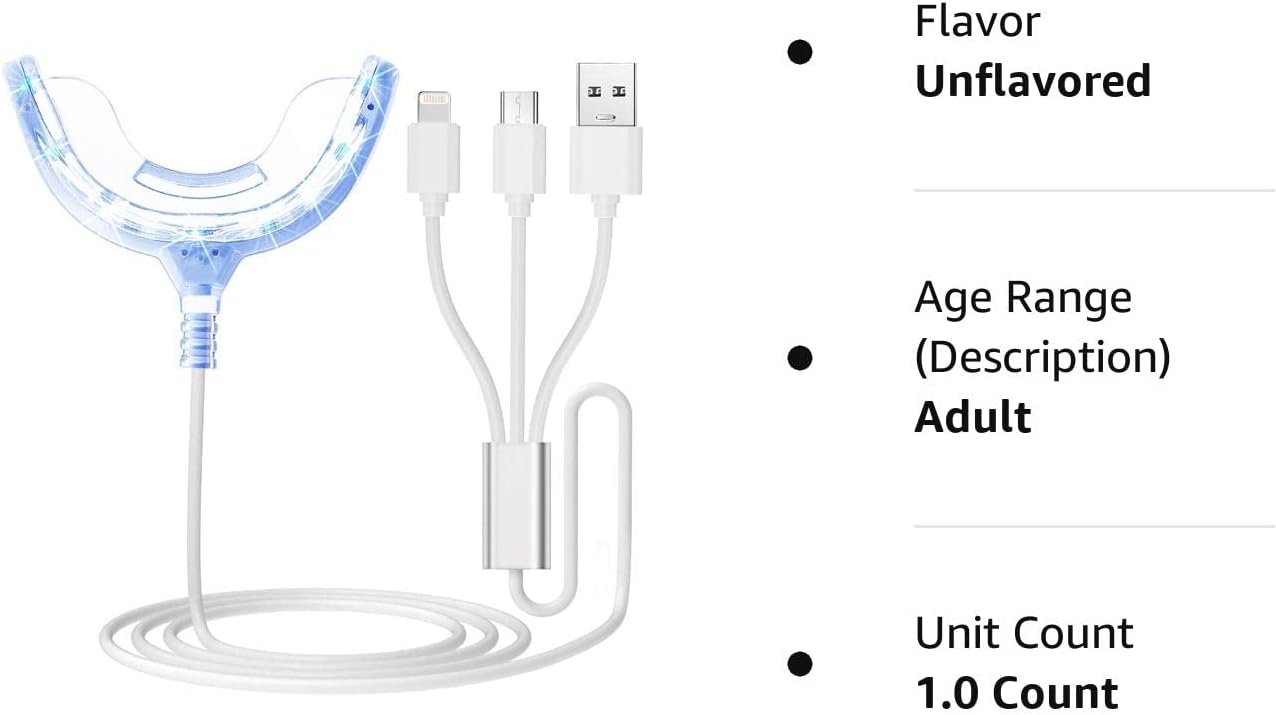 Teeth Whitening Accelerator Light, 16x More Powerful Blue LED Light, Mouth Tray Teeth Whitening Enhancer Light Trays Connected with iPhone/Micro-USB Android/USB for Home Use