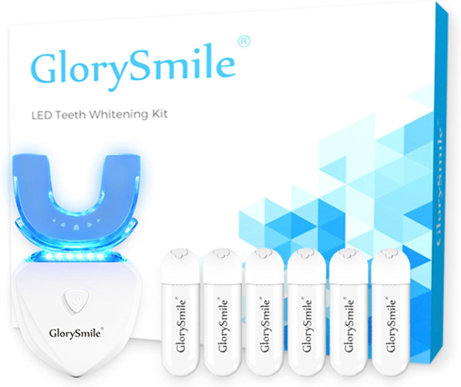 Teeth Whitening Kit - Pap + Gel Capsules (6 pcs), Replacement Trays for 3 People (3 pcs), 16x Accelerated Whitening Blue LED Light (1 pc) for Sensitive Teeth.