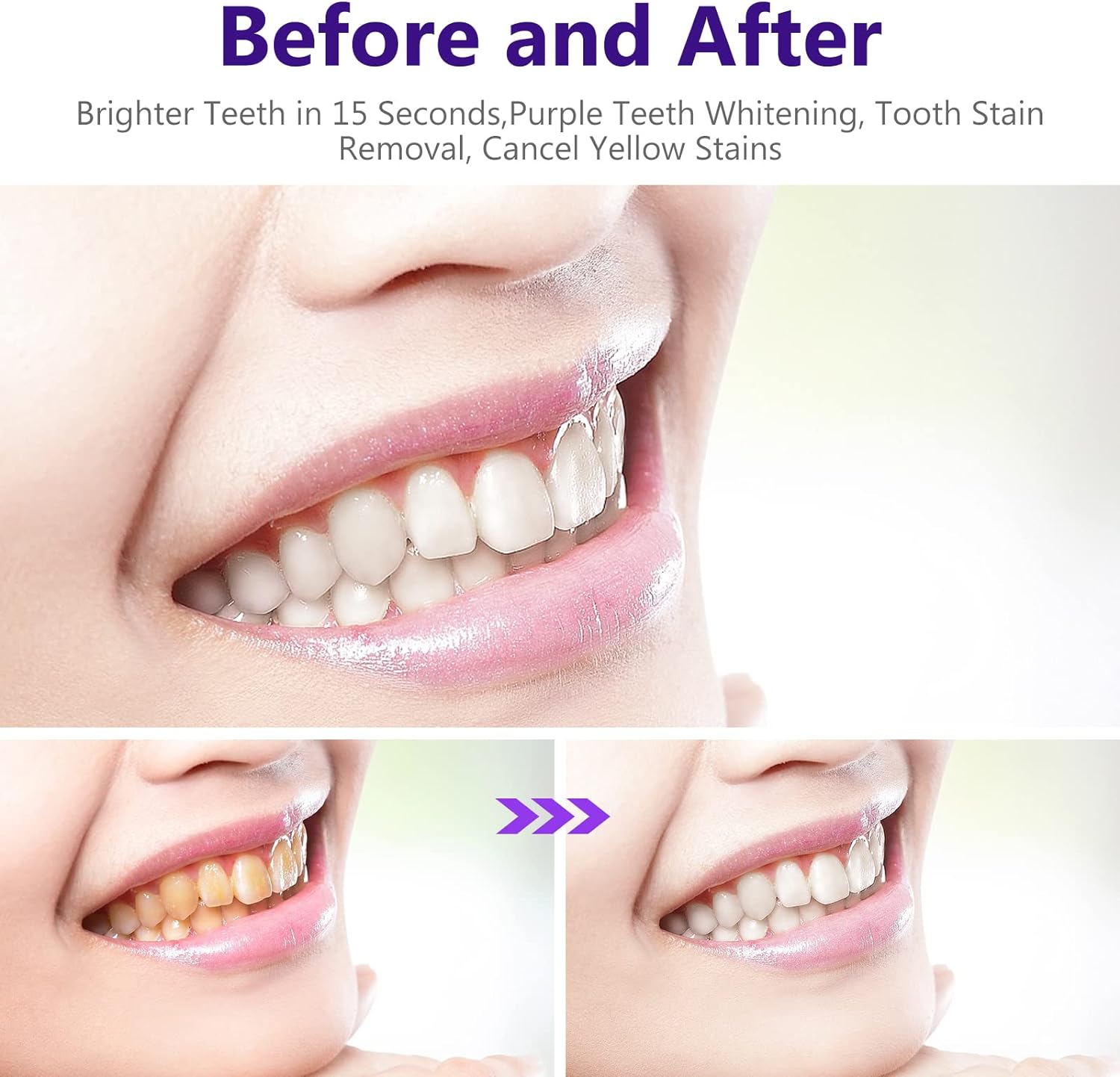 v34 Purple Toothpaste Foam for Teeth Whitening - Premium Whitener, Non-Abrasive, Color Corrector Purple Toothpaste, Teeth Whitening Kit, Teeth Whitening Booster
