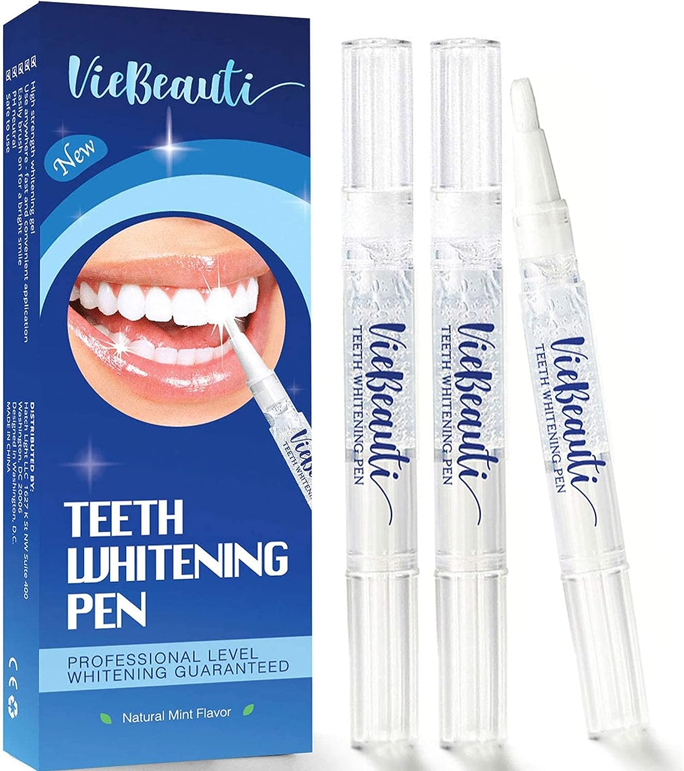 VieBeauti Teeth Whitening Pen (3 Pcs), 30+ Uses, Effective, Painless, No Sensitivity, Travel-Friendly, Easy to Use, Beautiful White Smile, Mint Flavor